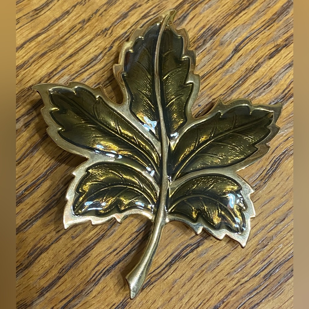 3 Brownish-Goldish “Lady Remington” Maple Leaf Brooches